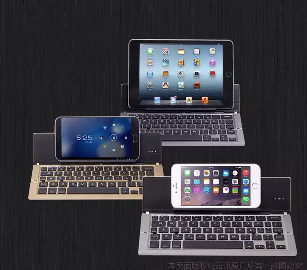 Compatible with Apple, Compatible with Apple , Universel Sclim En Aluminium Pliable Sans Fil Bluetooth Clavier Pour IOS Windows Android Tablette Ou SmartPhone Pour iPad Samsung