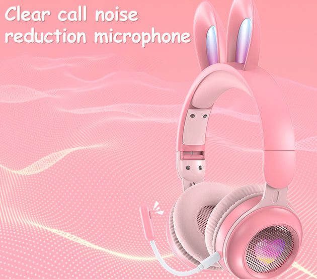 Rabbit Ear Headphones Wireless Luminous Extendable Wheat Headphones
